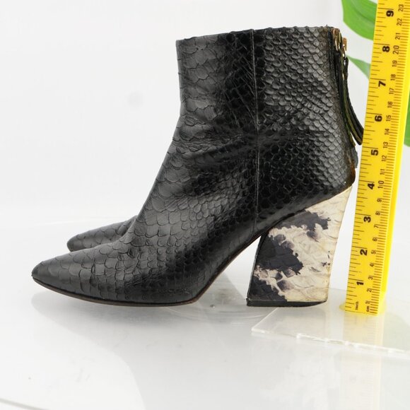 And Other Stories Womens Boots Size 39 8 Black Python Pointed Block Heel Italy - Picture 5 of 14